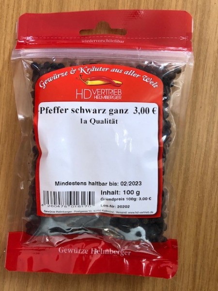 Pfeffer schwarz ganz